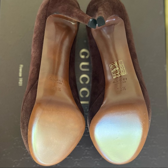 NWOT Gucci brown suede heels - Picture 5 of 5